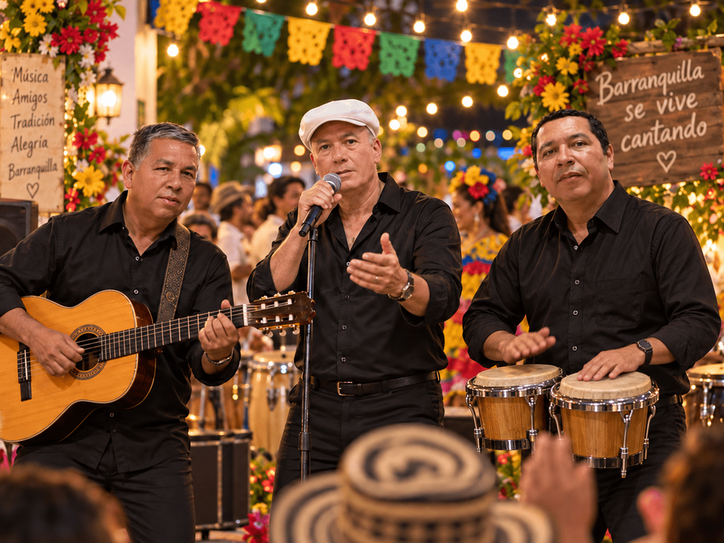 Trío Musical Caribe interpretando música en vivo en Barranquilla
